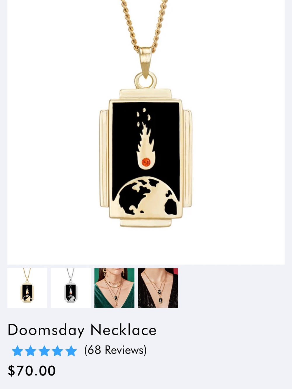 Doomsday Pendant Necklace in Black and Gold